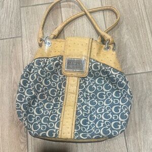 Guess Cream and Blue Shoulder Bag
